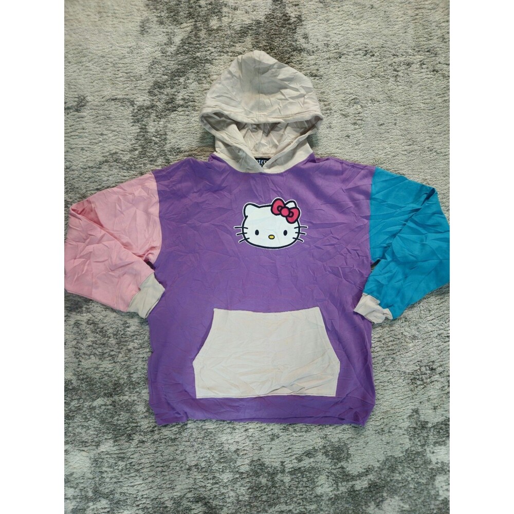 SISTERS Hello Kitty hooded Long Sleeve Size XL Pocket Pullover Sweatshirt